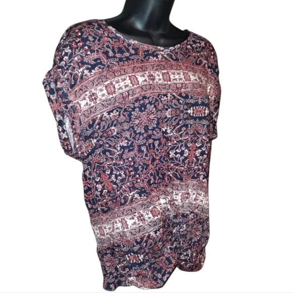 Licky Brand knot waist top short sleeve, size M, cotton blend New - Picture 1 of 10